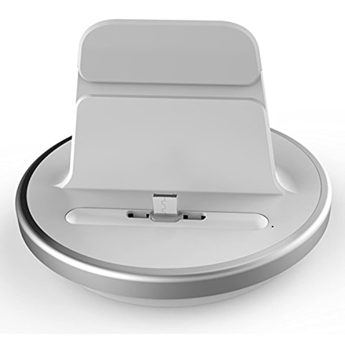 RND Dock for Samsung Galaxy Note 2, Note 4, Note 5, and Note Edge (Works with Rugged, Dual Layer, Slim Cases, and no Cases)(White with Silver Trim)