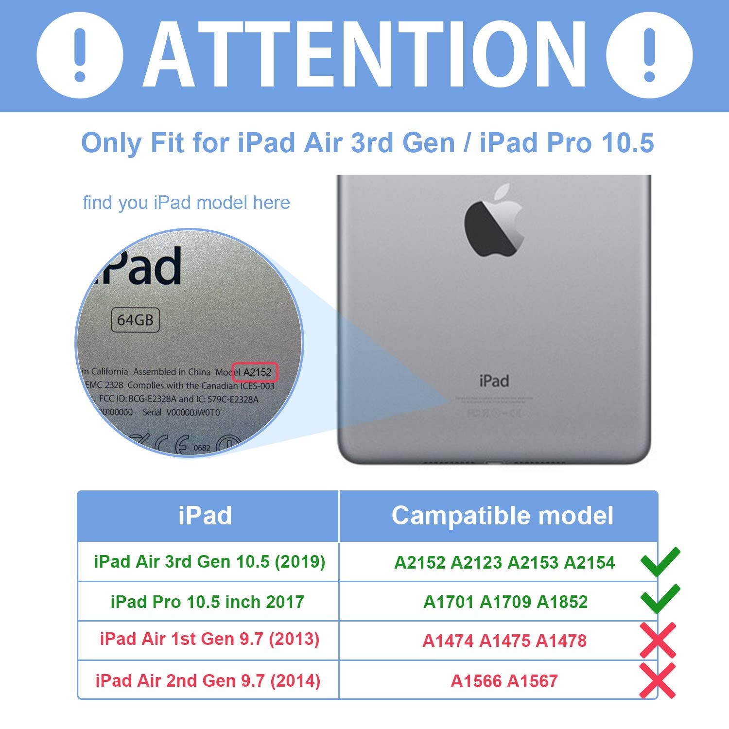 ProCase iPad Air 10.5" (3rd Gen) 2019 / iPad Pro 10.5 2017 Case, Companion Back Cover with Apple Pencil Holder for 10.5" iPad Air/iPad Pro 10.5, Work with Apple Smart Keyboard and Smart Cover &ndash;Black