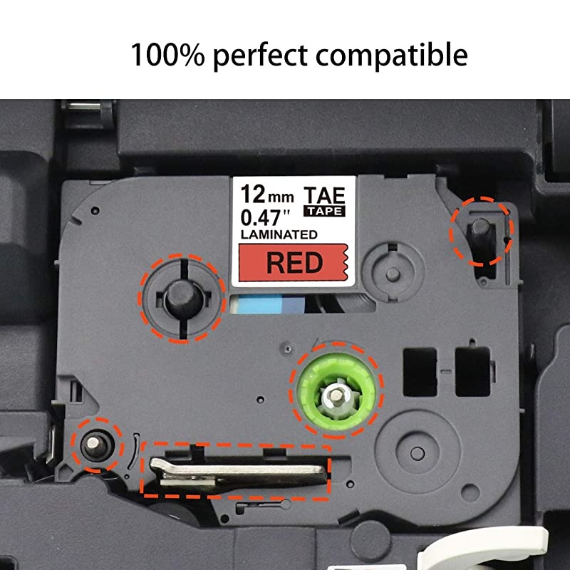 Compatible Lable Tape Replacement for Brother Red P Touch Tape TZe431 TZe431 Laminated 12mm 047 Inch Black on Red Work for Brother PTD210 PTD600 PTH100 12 in x 262 Ft 2Pack