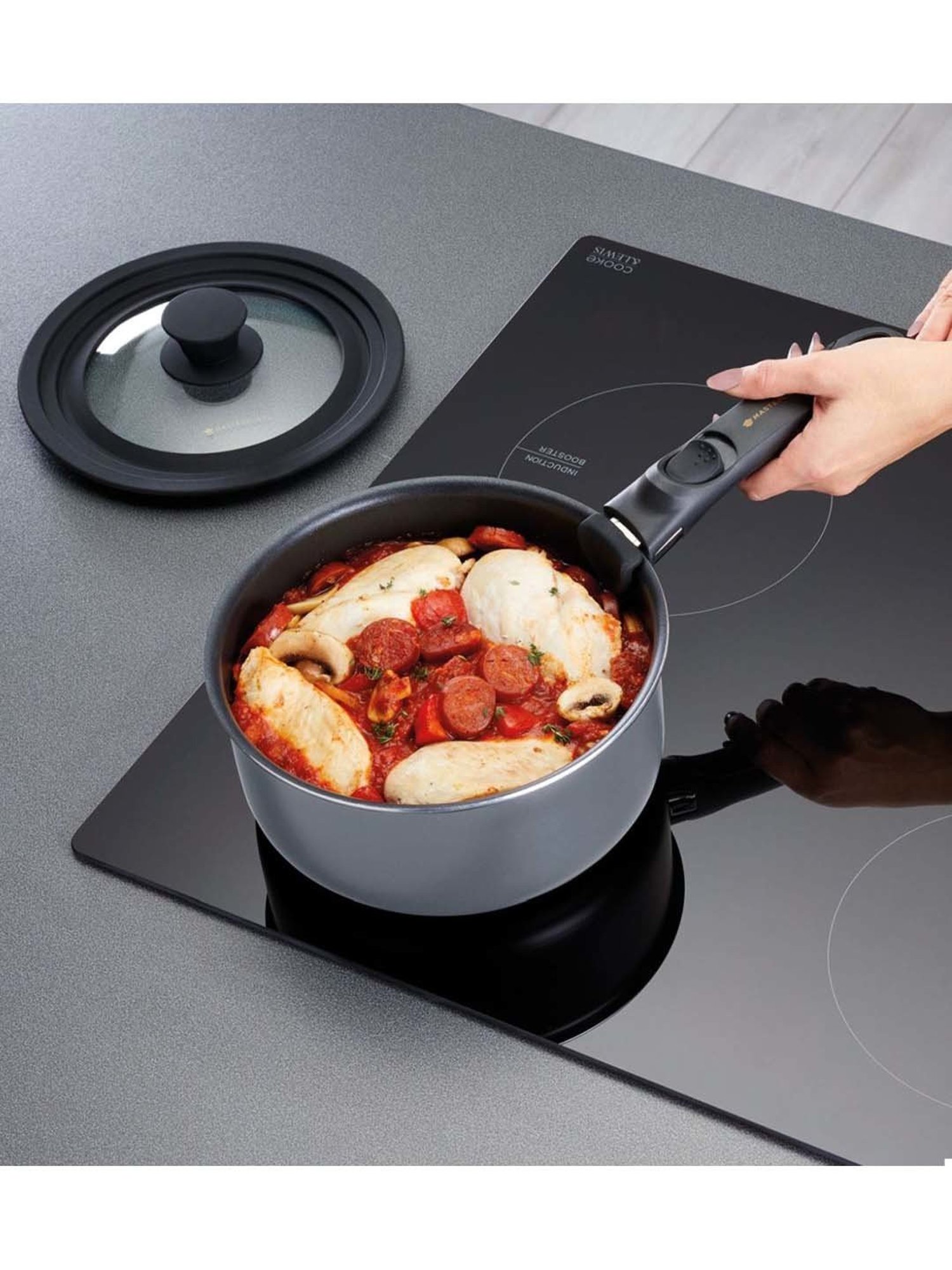 MasterClass Grey Aluminium 21 cm Non-Stick Saucepan