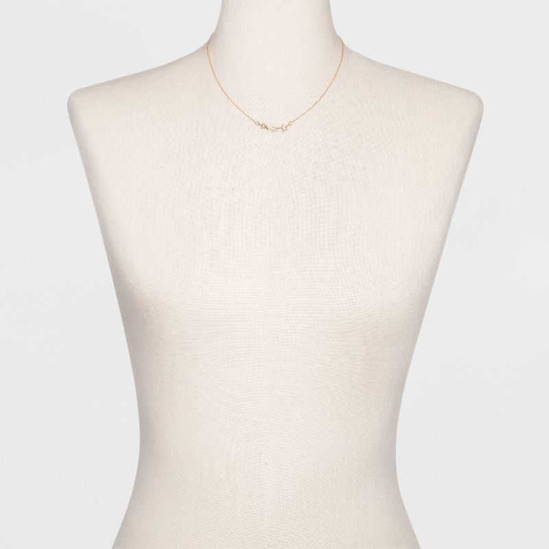 Cubic Zirconia with Stars Short Necklace - Gold