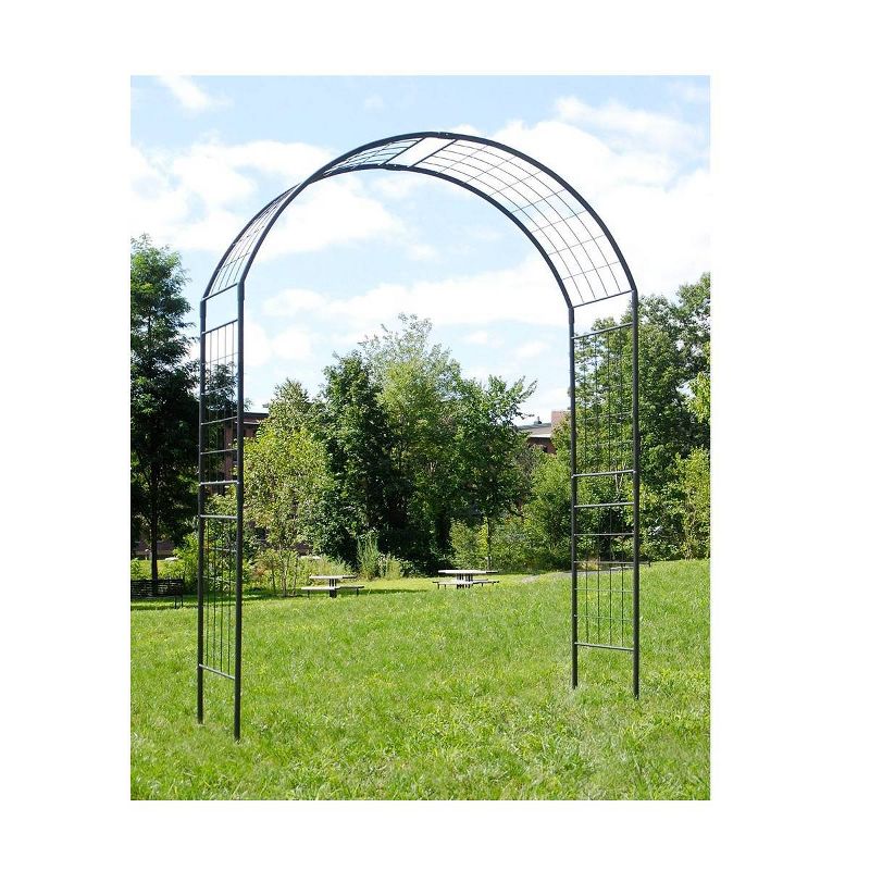 114.5" Tall Iron Monet II Garden Arbor Graphite Powder Coated Finish - Achla Designs