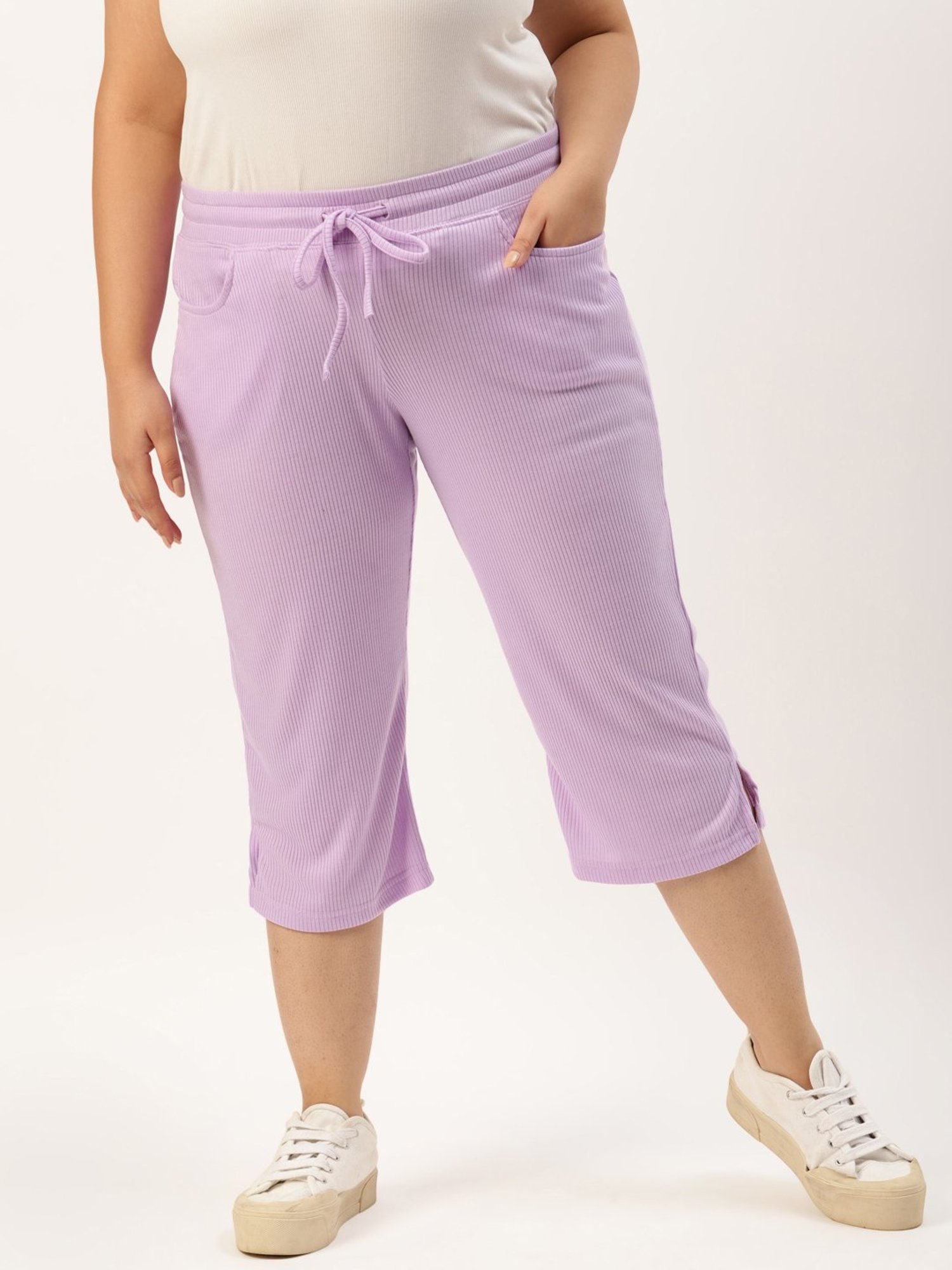 theRebelinme Lilac Cotton High Rise Cropped Capris