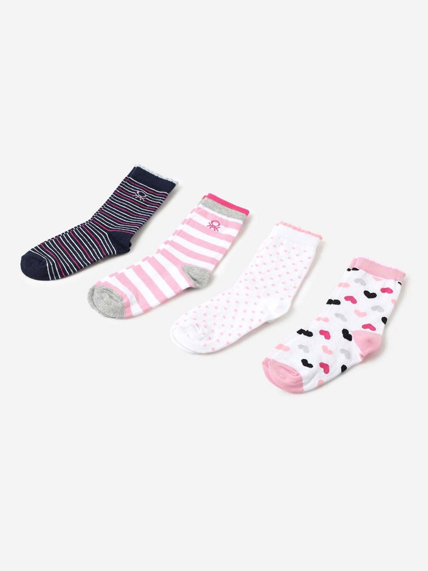 Skechers Crew Multicolor Printed Socks for Girls - Pack of 3