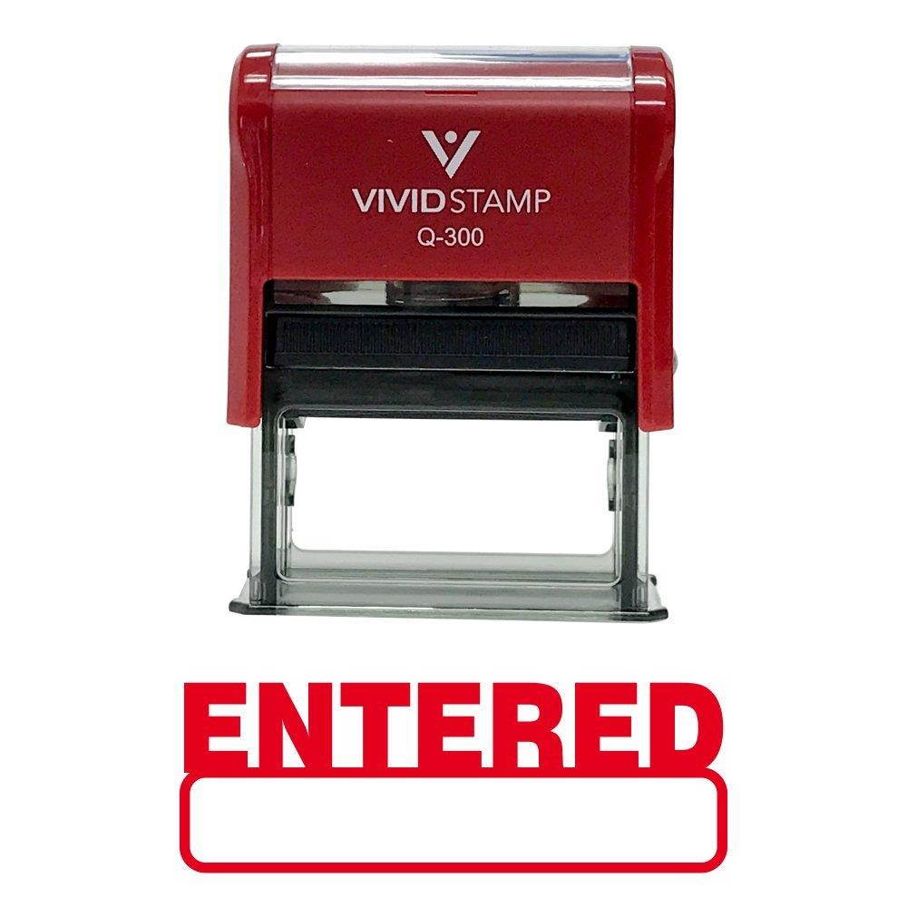 Basic ENTERED Self Inking Rubber Stamp (Red Ink) - Large