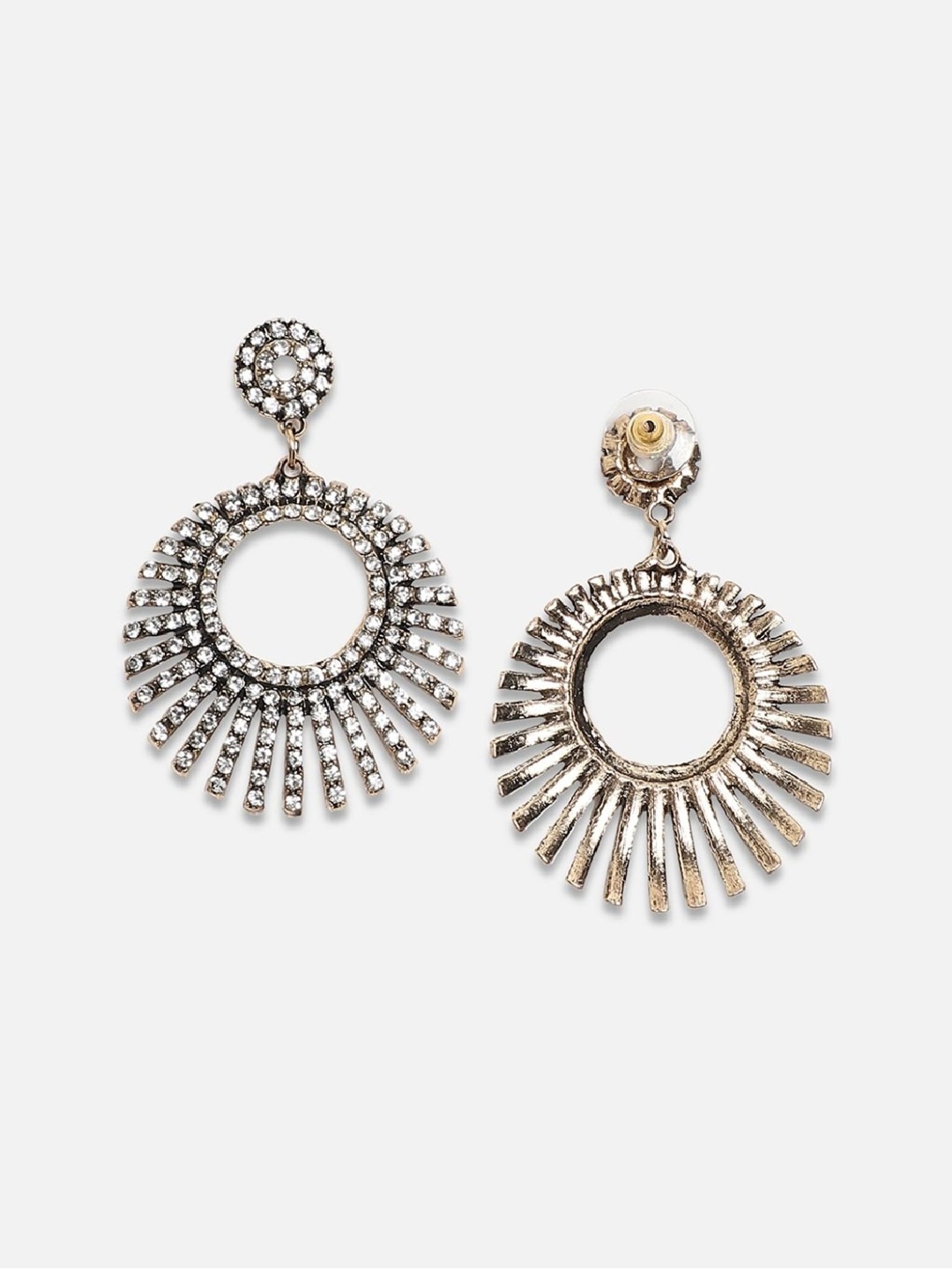 Sohi Women's Hollow Circular Drop Earrings  Chalice Silver