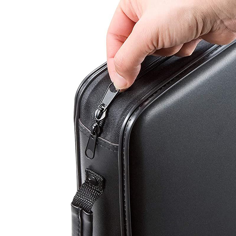 Japan Brand) 24 Capacity CD Case, Portable DVD/VCD Storage, EVA Protective Blu-ray Wallet, Binder, Holder, Booklet for Car, Home, Office, Travel (Black)