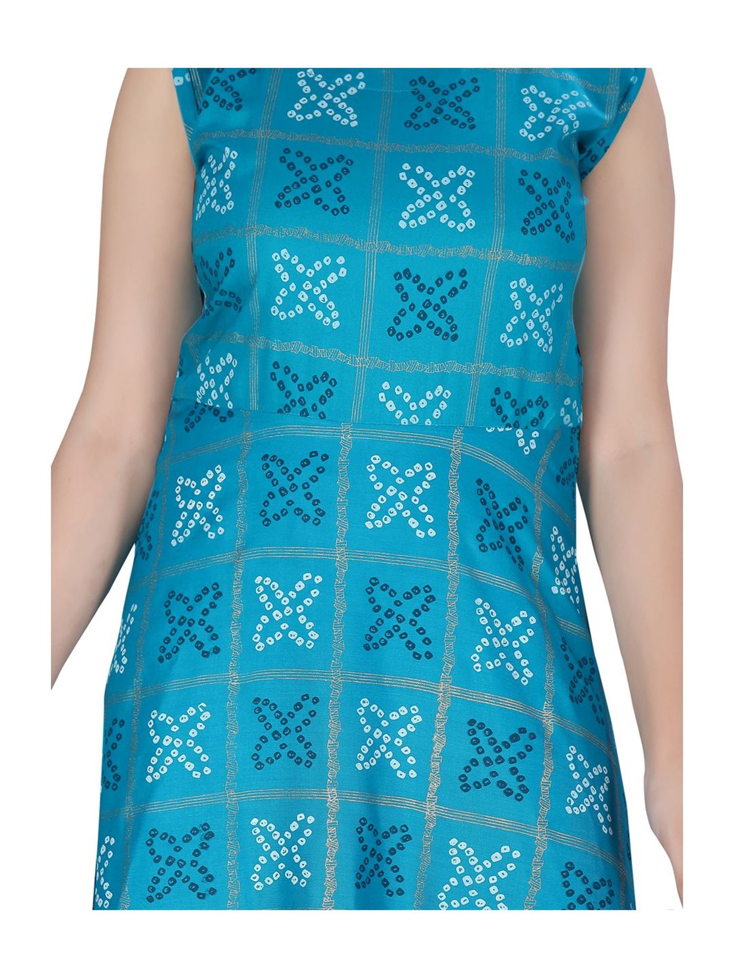 Aarika Kids Firozi Cotton Printed Dress