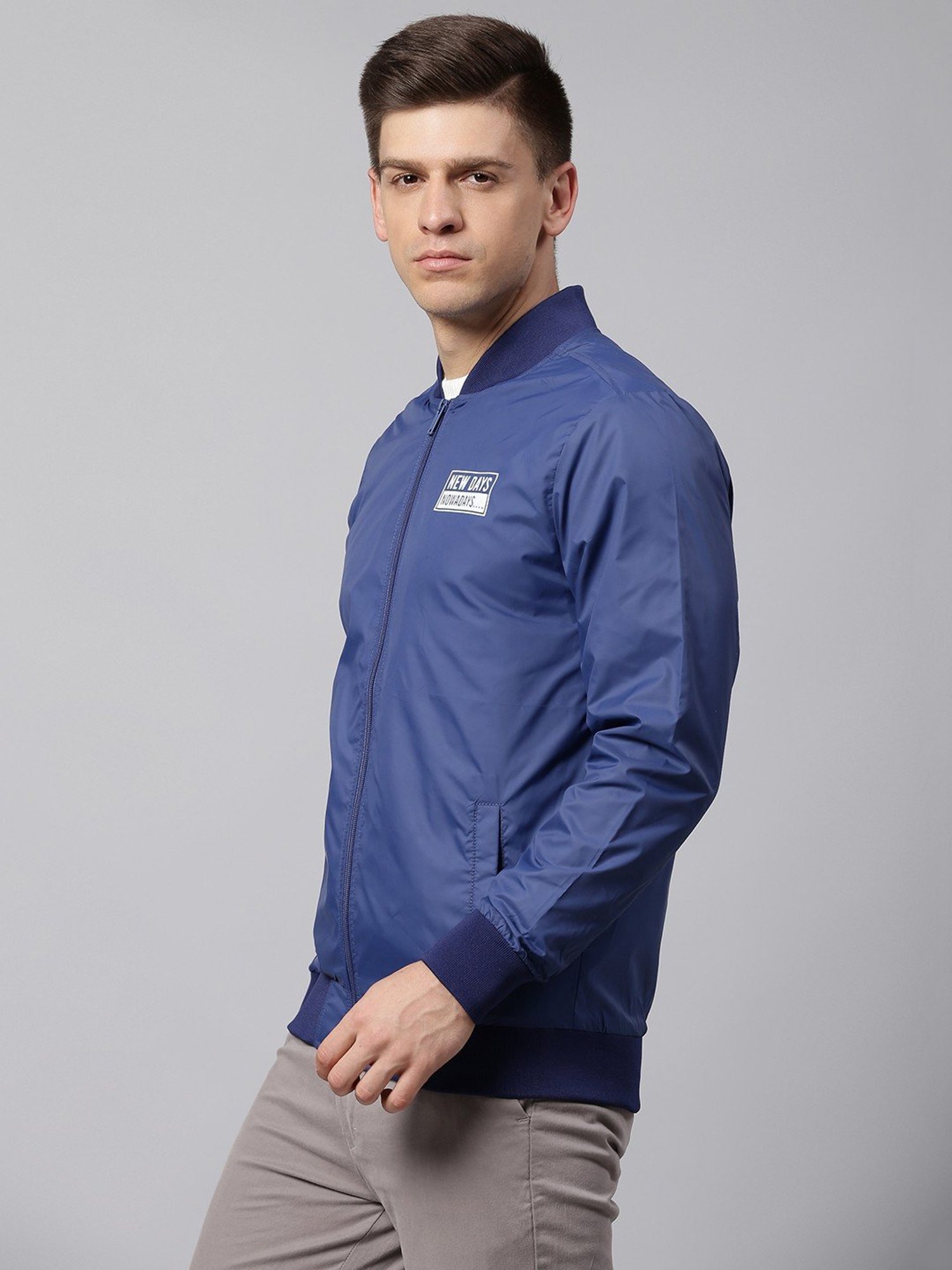 Dennis Lingo Blue Regular Fit Bomber Jacket