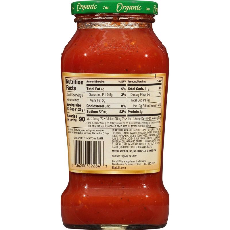 Bertolli Organic Tomato & Basil Pasta Sauce - 24oz