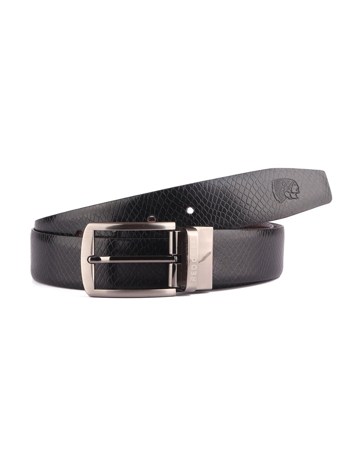 Red Chief Black & Brown Animal Effect Leather Reversible Formal Belt For Men