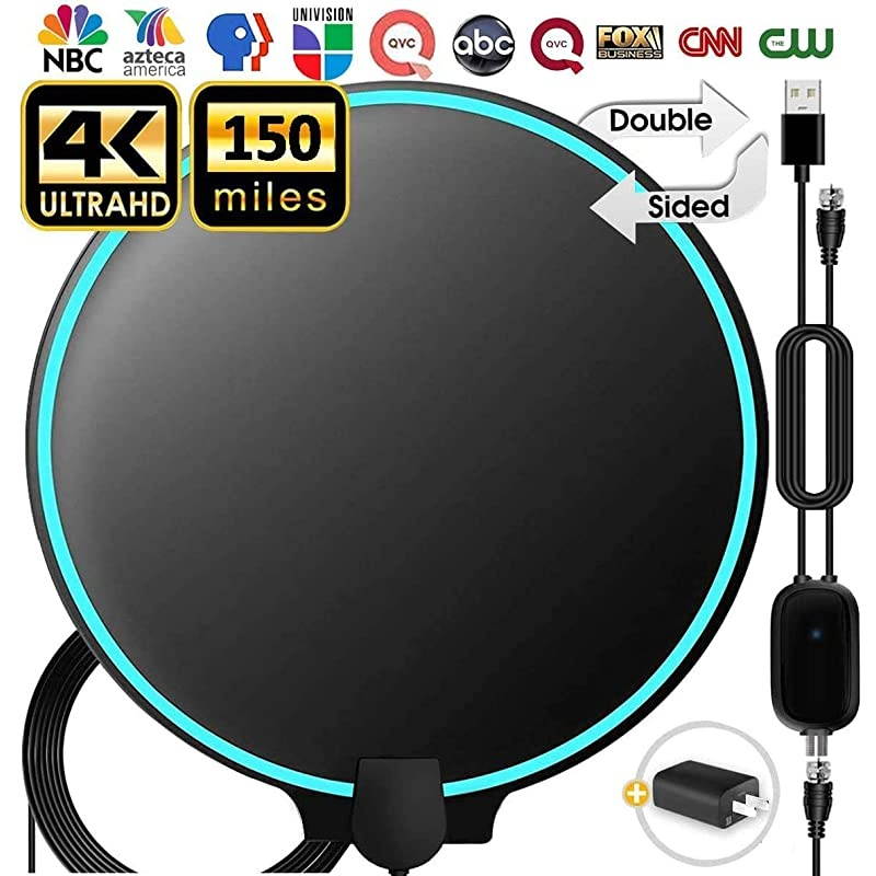 Antenna 2020 Updated Amplified HD Digital Indoor Antenna Aerial 120150 Miles Range 4K 1080P HD VHF UHF for Local Channels 18FT Premium Coaxial Cable
