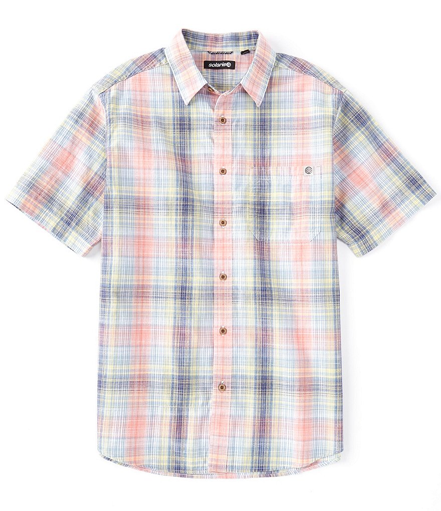 Solaris Short-Sleeve Linear Plaid Sportshirt
