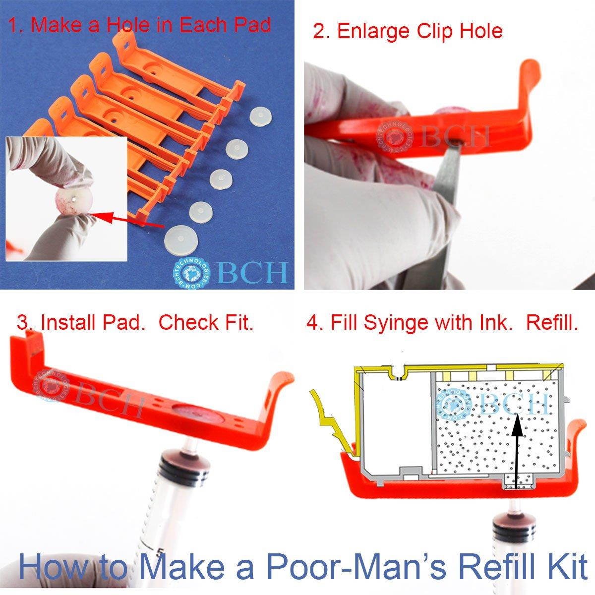 5 Cartridge Storage Clip with Pad for 564 920 902 934 935 XL - Poor Man's DIY 564 920 Cartridge Refill Kit -