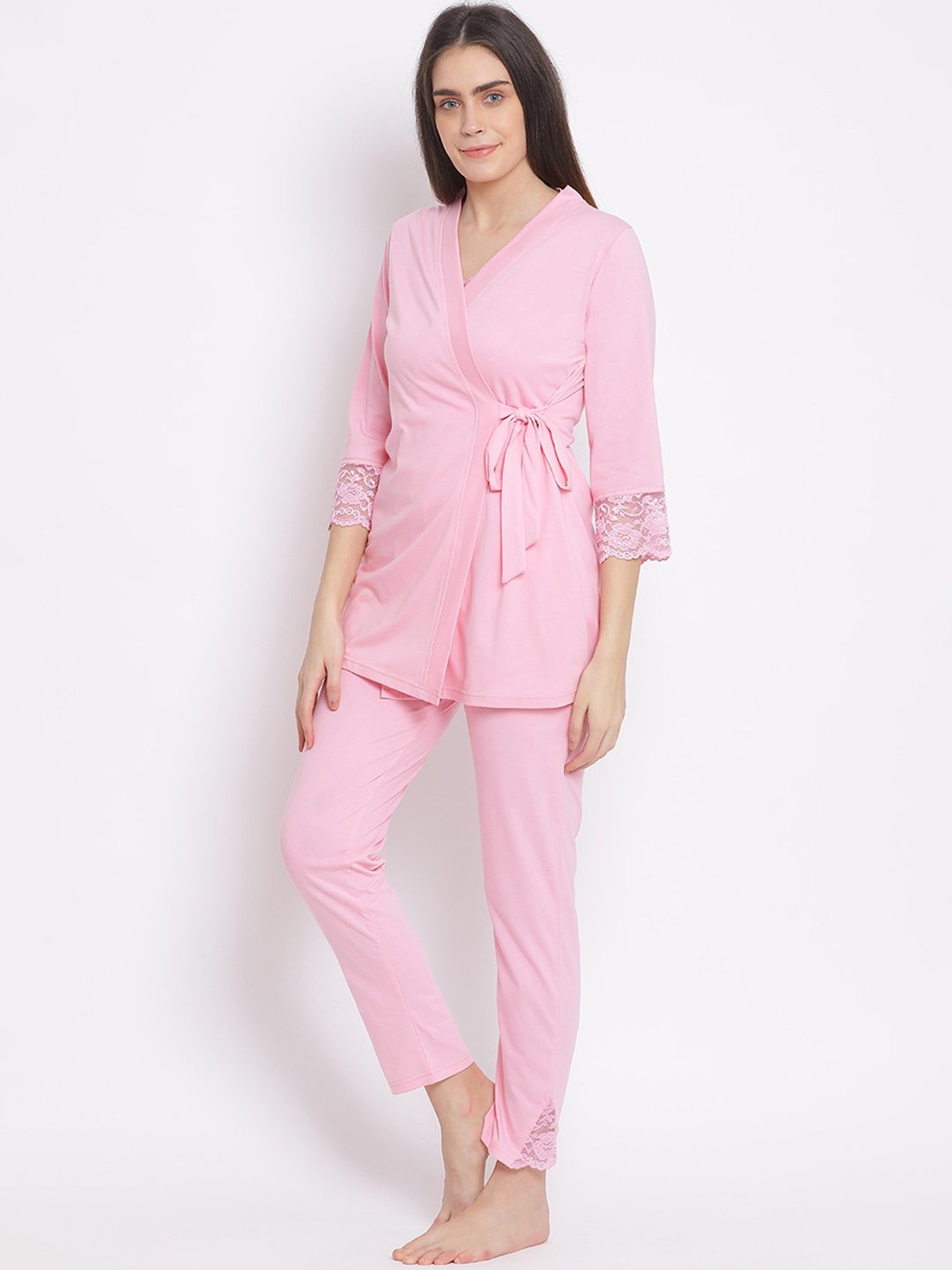 Kanvin Pink Lace Gown Set