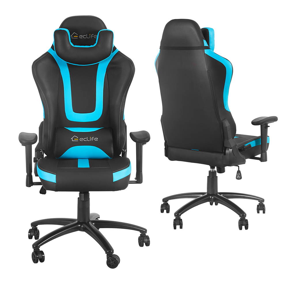 Ergonomic Gaming Chair Racing Style Chair Home Office Chair Massage Chair With Height Adjustment Recliner Swivel Rocker ,Adjustable Headrest,Retractable Footrest And Massage Lumbar Pad