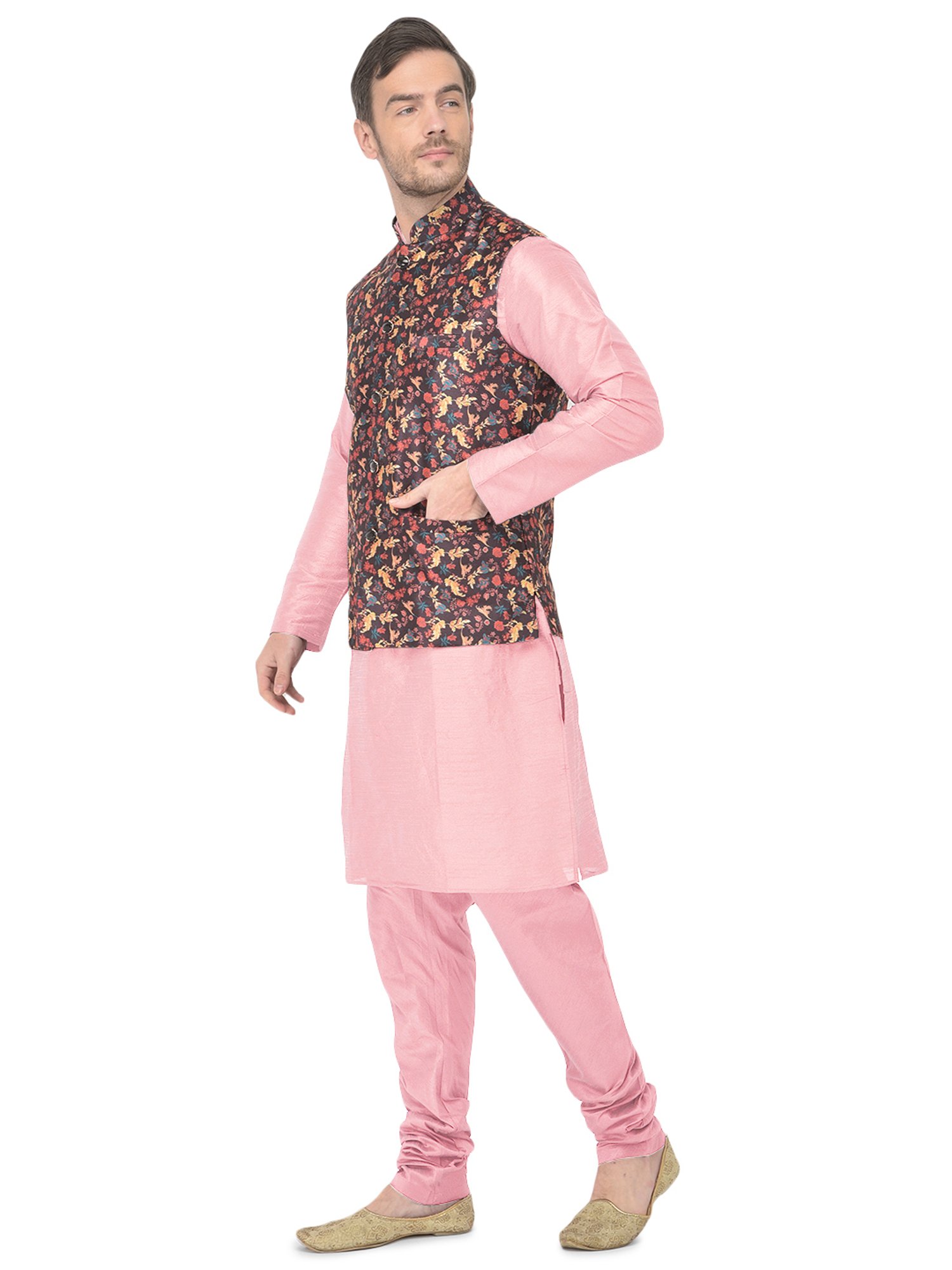 SG LEMAN Pink Regular Fit Printed Kurta Set