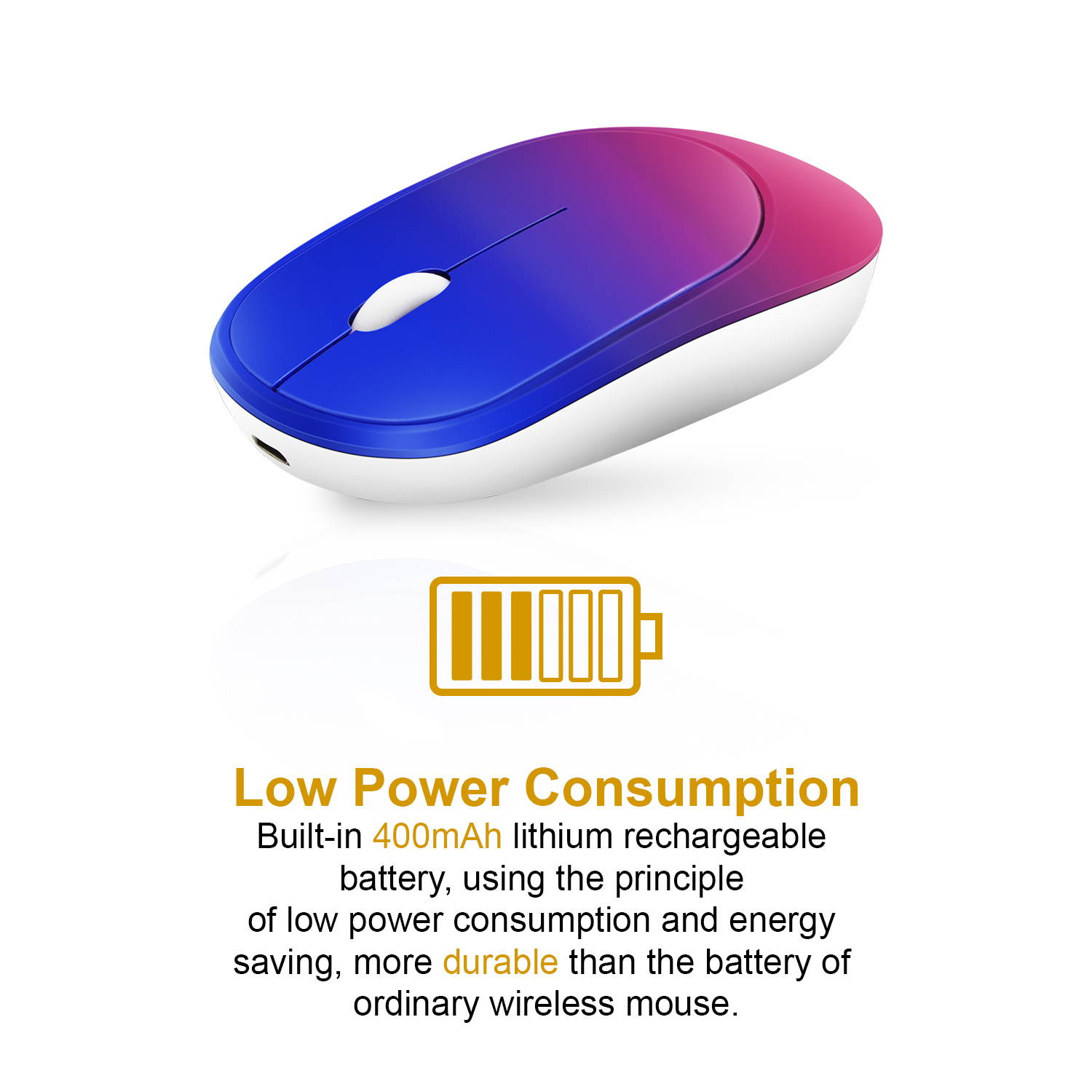 Anivia Rechargeable Wireless Mouse 2.4G Slim Silent Mouse Portable Computer Mice with USB Receiver, Portable Ultra-Thin Noiseless Mouse for Notebook, PC, Laptop, Computer, MacBook &ndash; Black