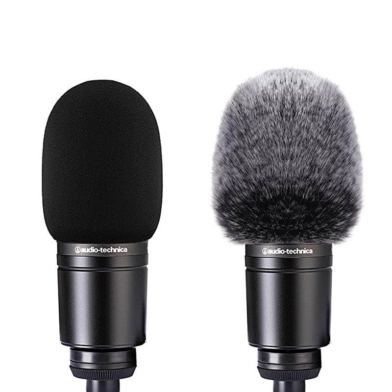 Microphone Foam Cover + Furry Windscreen Wind Muff Compatible with Mic Audio Technica AT2020 ATR2500 AT2035 AT2050 AT4040 Cardioid Condenser Microphone Noise Reduction