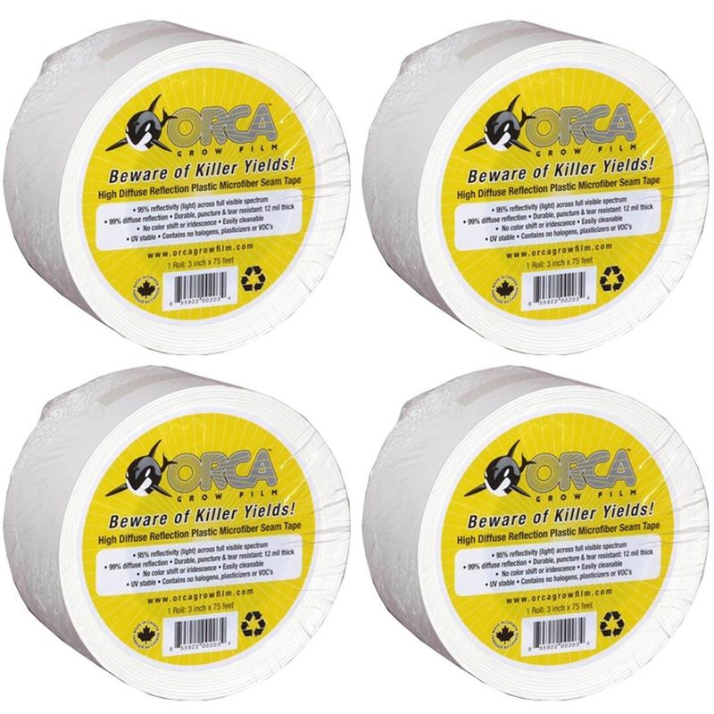 (4) ORCA OR6000 Hydroponics Indoor Garden Grow Film Seam Tape Rolls | 2.5" x 75'