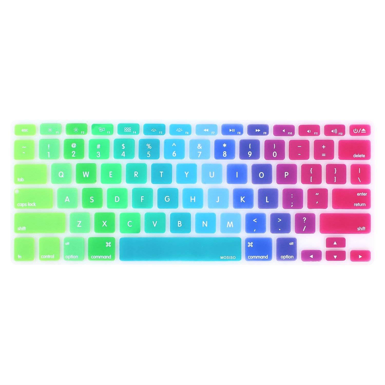 MOSISO Keyboard Cover with Pattern Compatible MacBook Pro 13 Inch, 15 Inch (with or without Retina Display, 2015 or Older Version) MacBook Air 13 Inch, Rainbow II