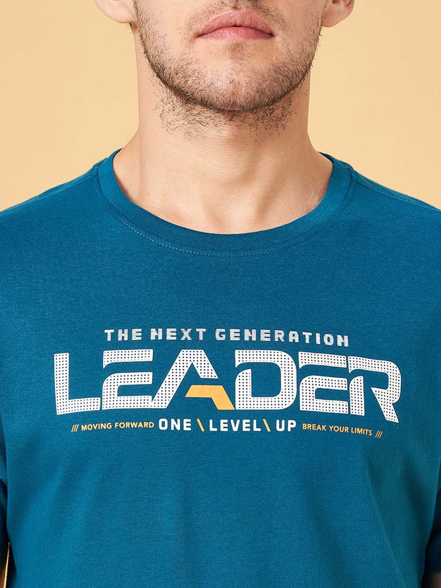 Ajile by Pantaloons Bottle Green Cotton Slim Fit Printed Sports T-Shirt