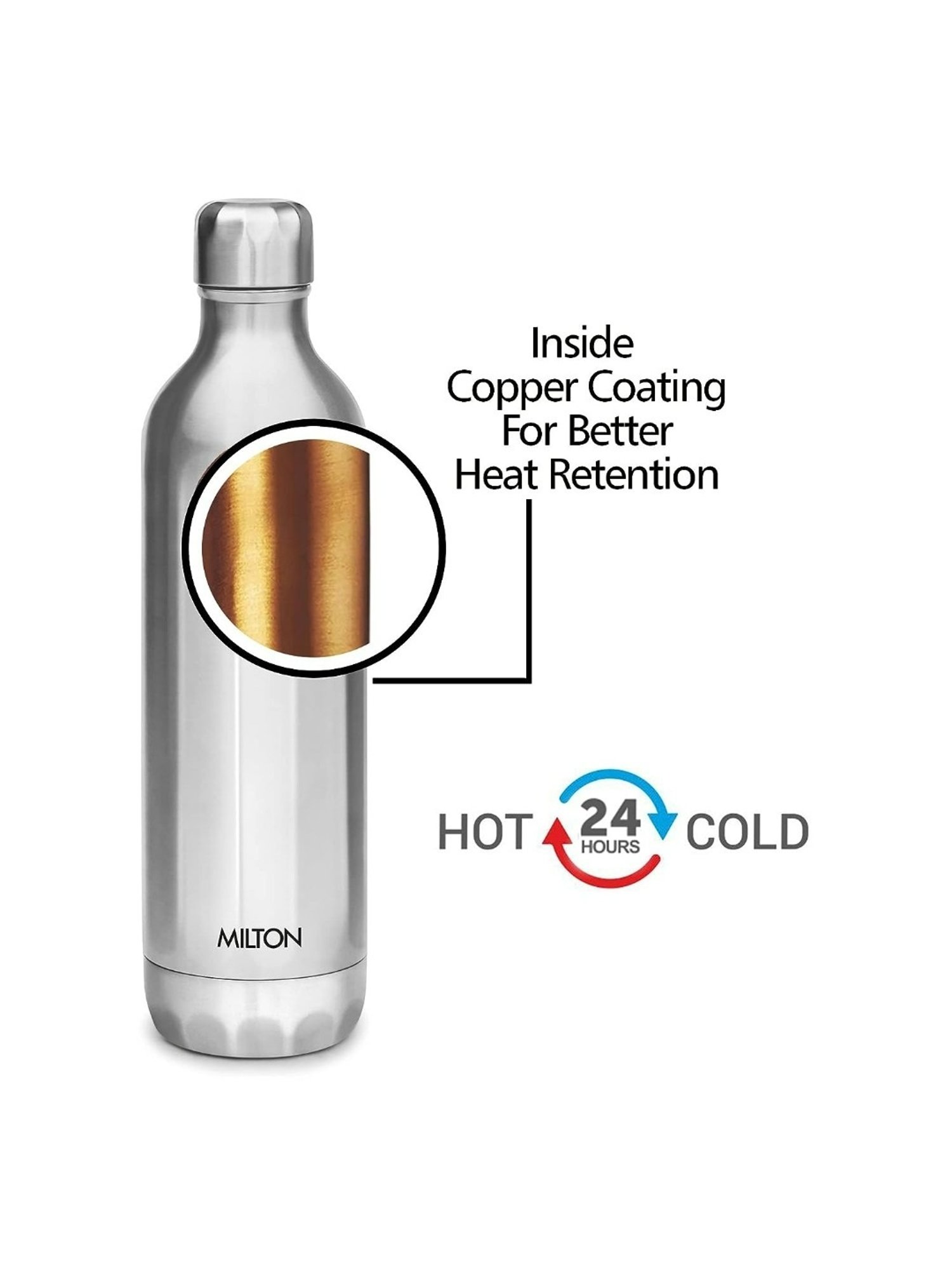 Milton Silver Stainless Steel Hot & Cold Water Bottle (790ml)