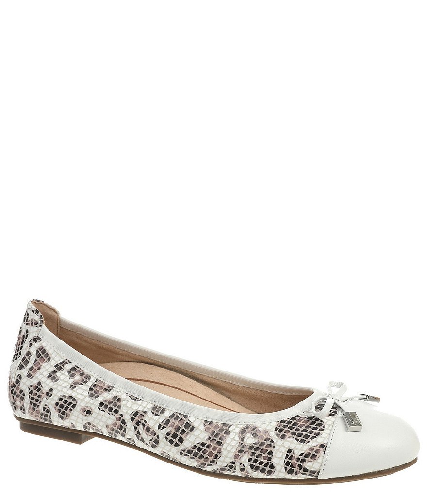 Vionic Minna Snake Embossed Leopard Print Leather Ballet Flats