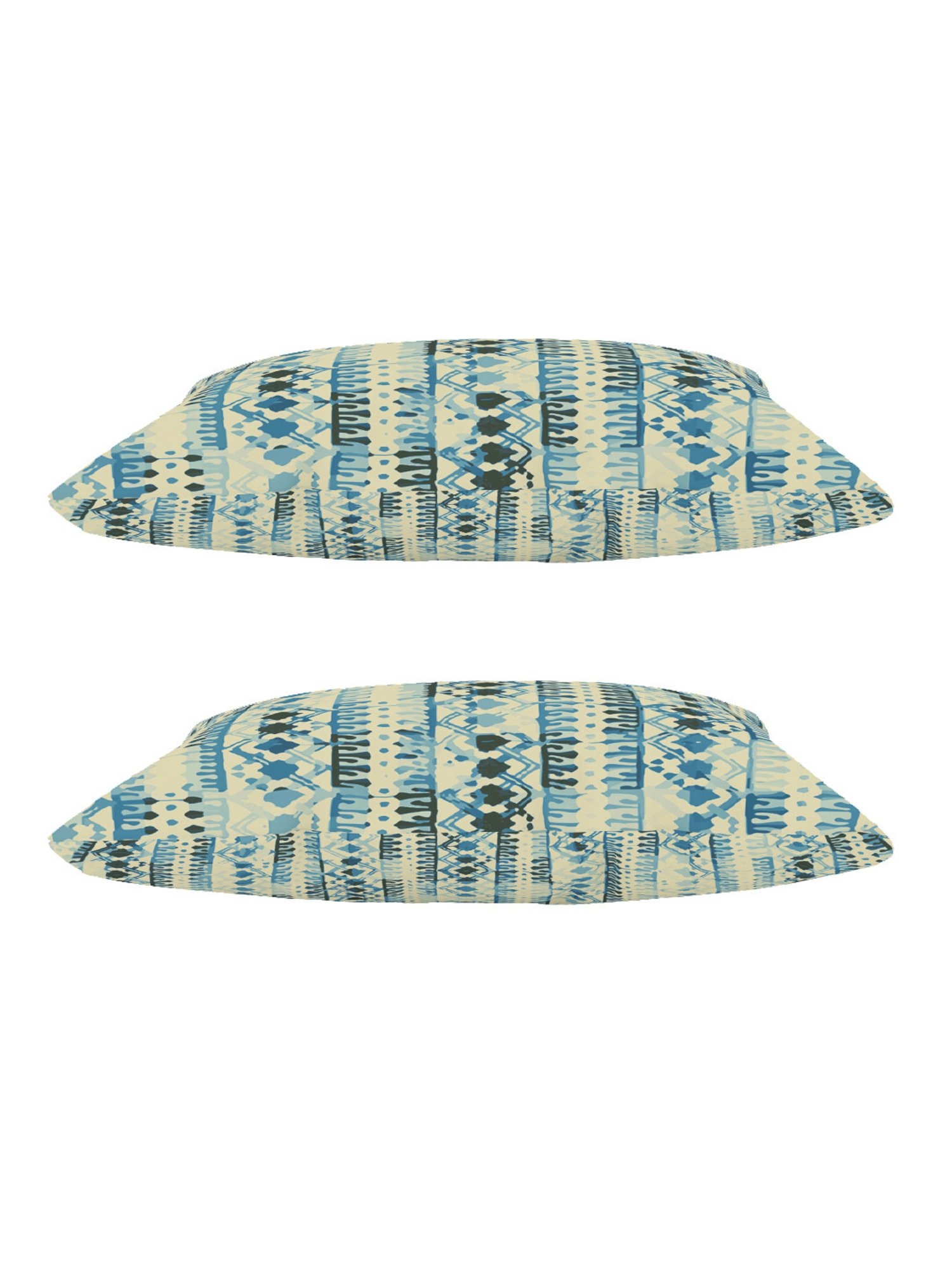 Stoa Paris White & Aqua Cotton 200 TC Pillow Cover - Set of 1