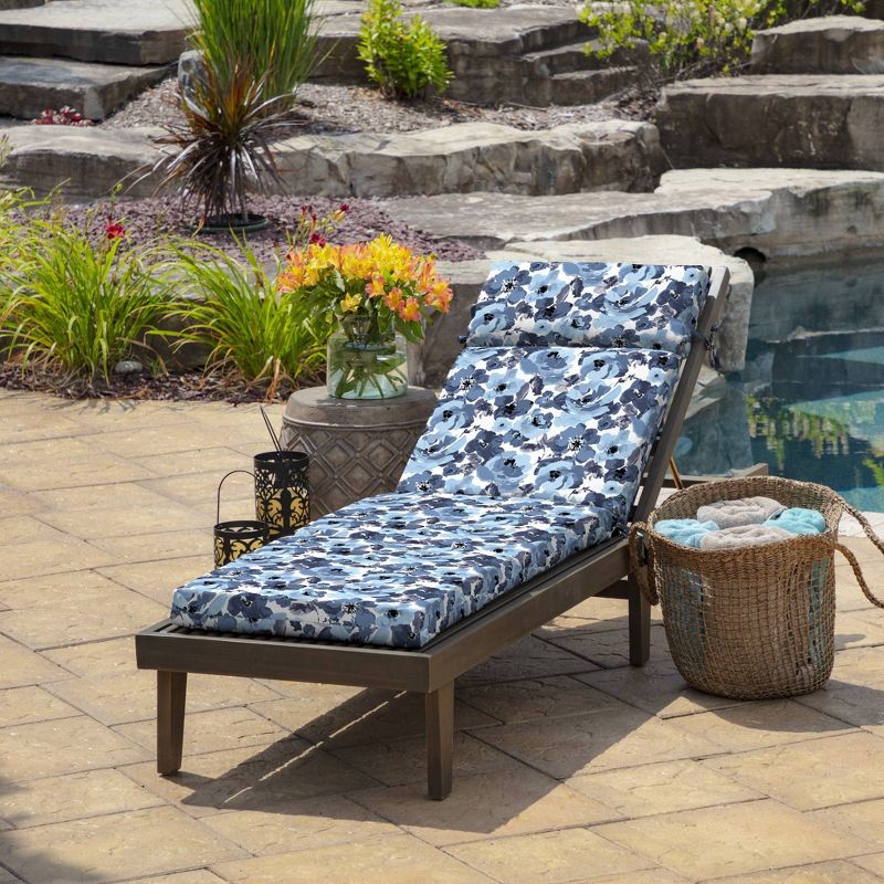Arden Selections Garden Delight Outdoor Chaise Lounge Cushion Blue