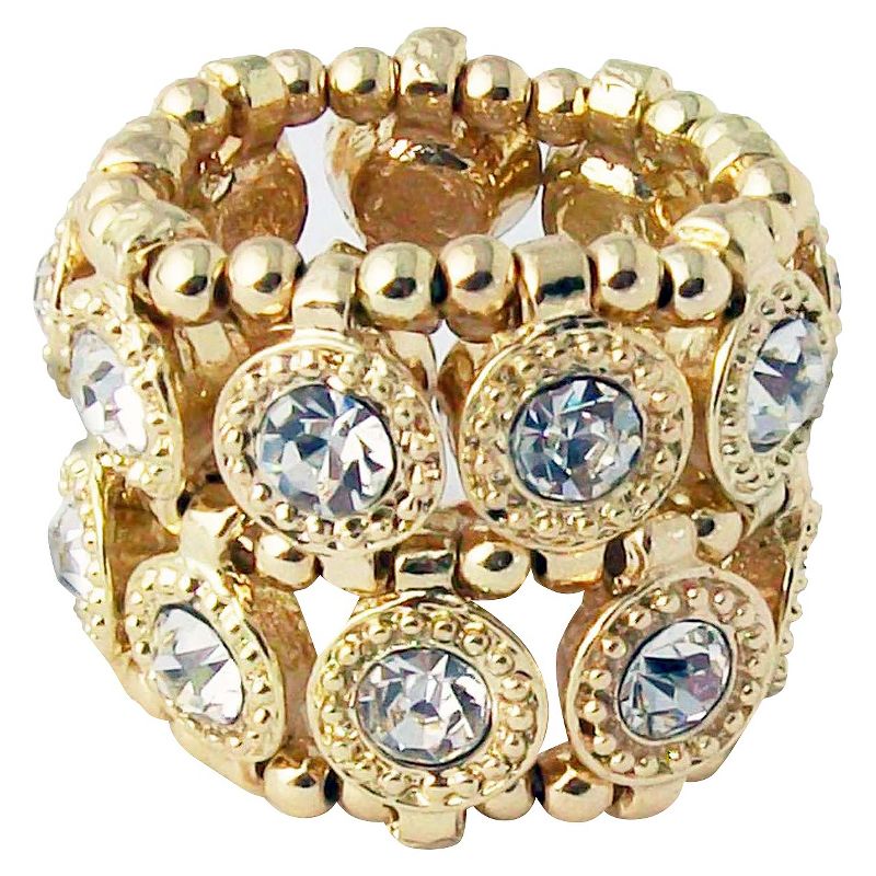 Zirconite Stretch Ring with Crystals - Gold