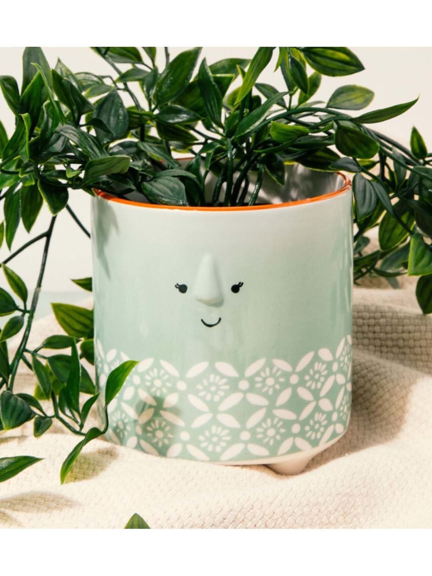 KitchenCraft Blue & Cream Ceramic Planter Pot