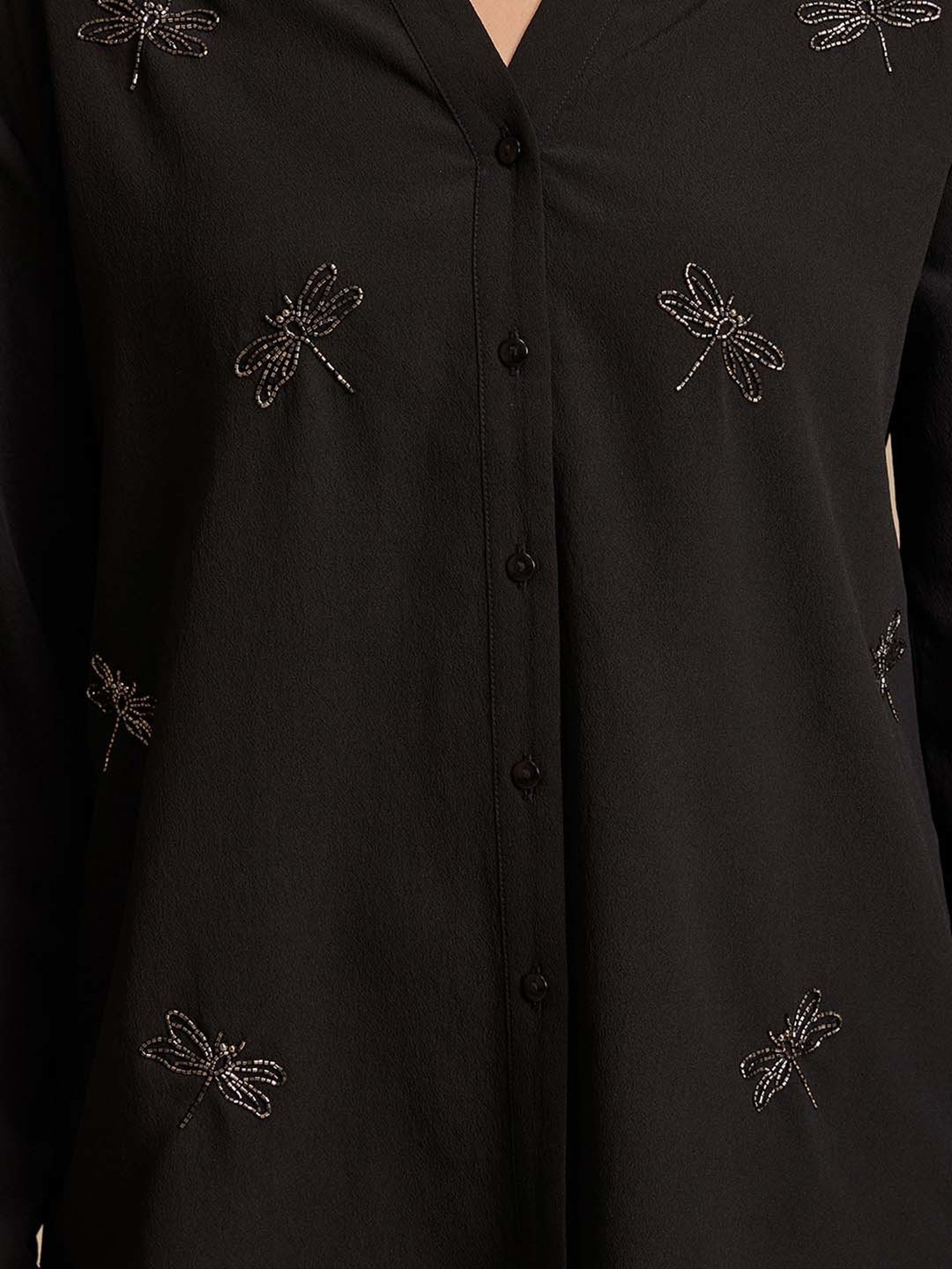 Kazo Black Embellished Shirt