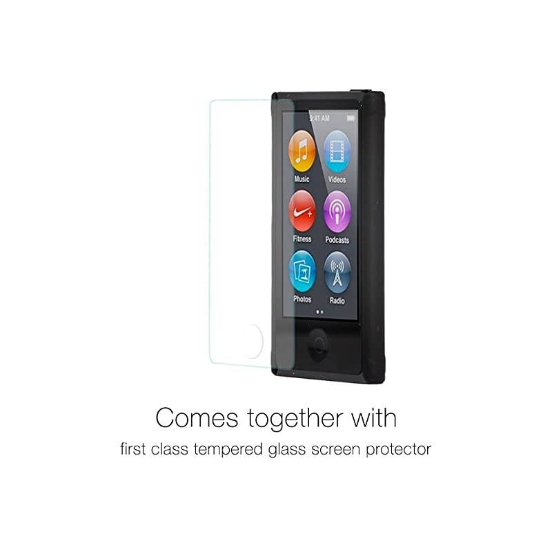Ultra Slim Protective Case for iPod Nano 7amp8th Generation with Premium Tempered Glass Screen ProtectorCoral Red