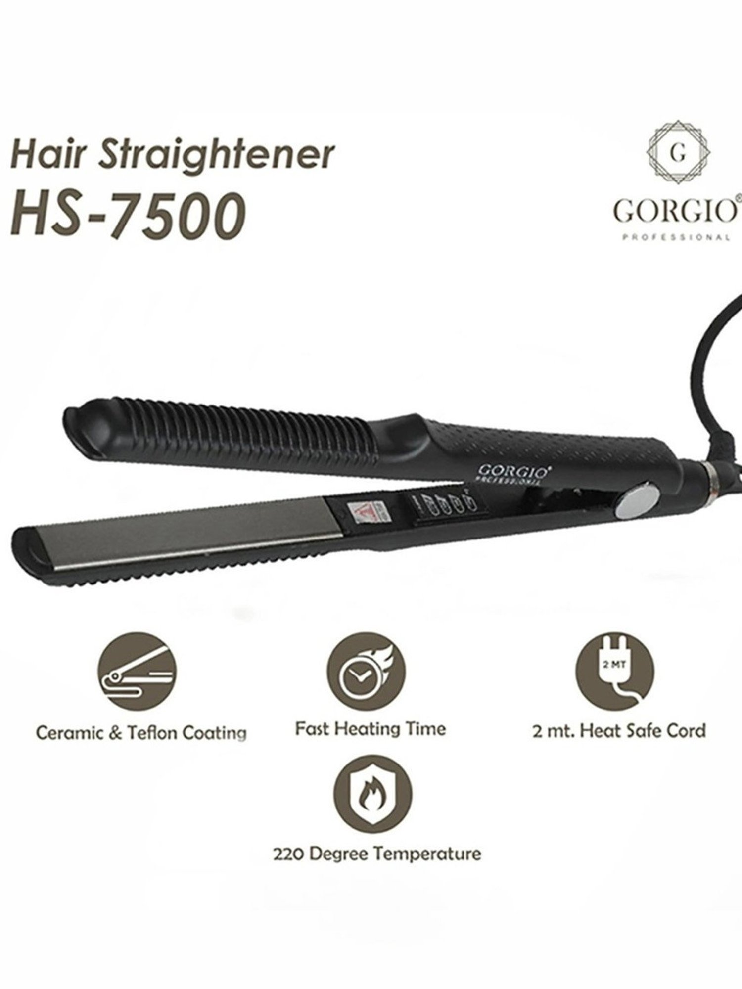 Gorgio Professional HS7500 Hair Straightener (Black)