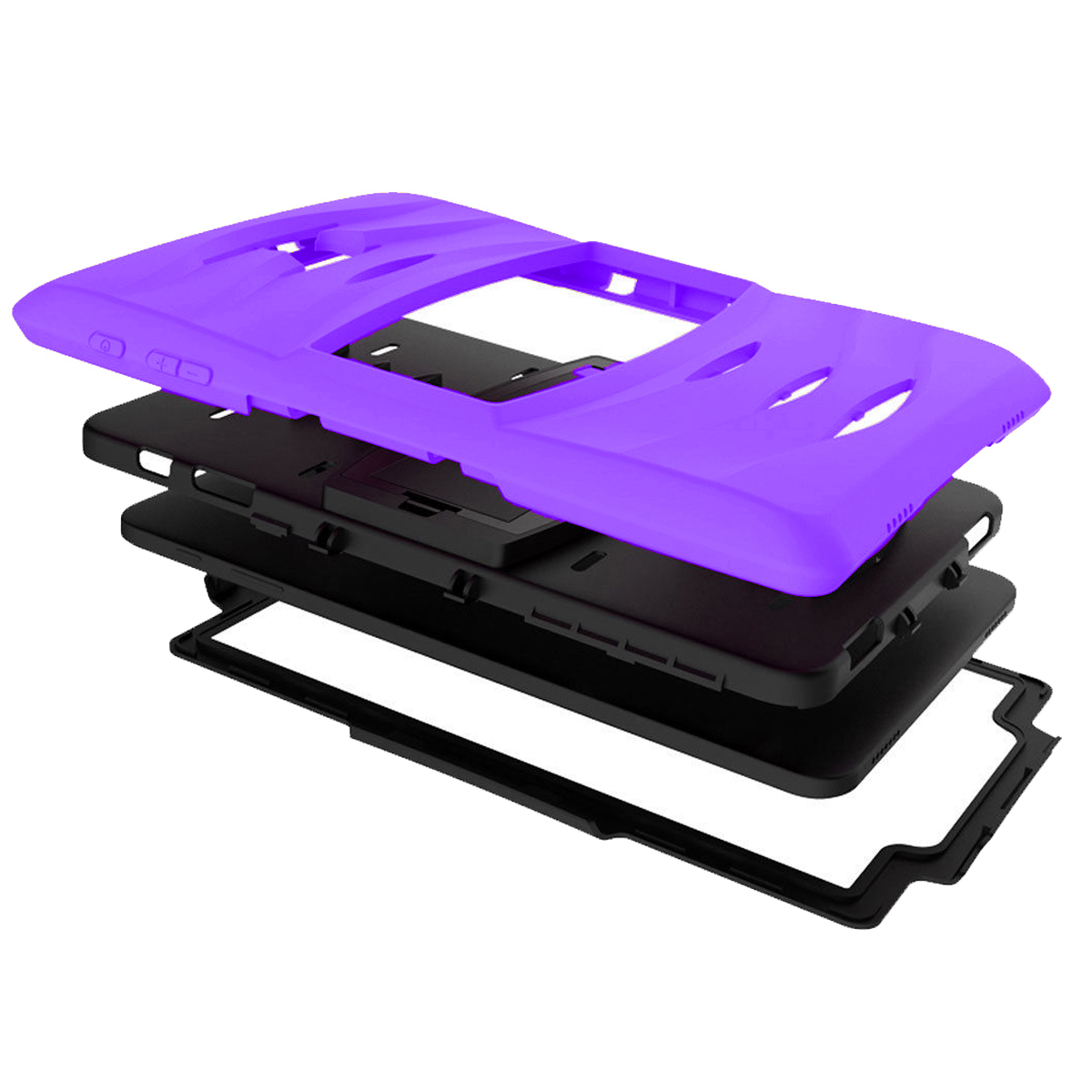 KIQ Heavy Duty Military Armor Case, Tablet Cover, Built-in Kickstand, cut-outs for camera and charging ports For Samsung Galaxy Tab A 8.0 SM-T350 (2015) (Purple)