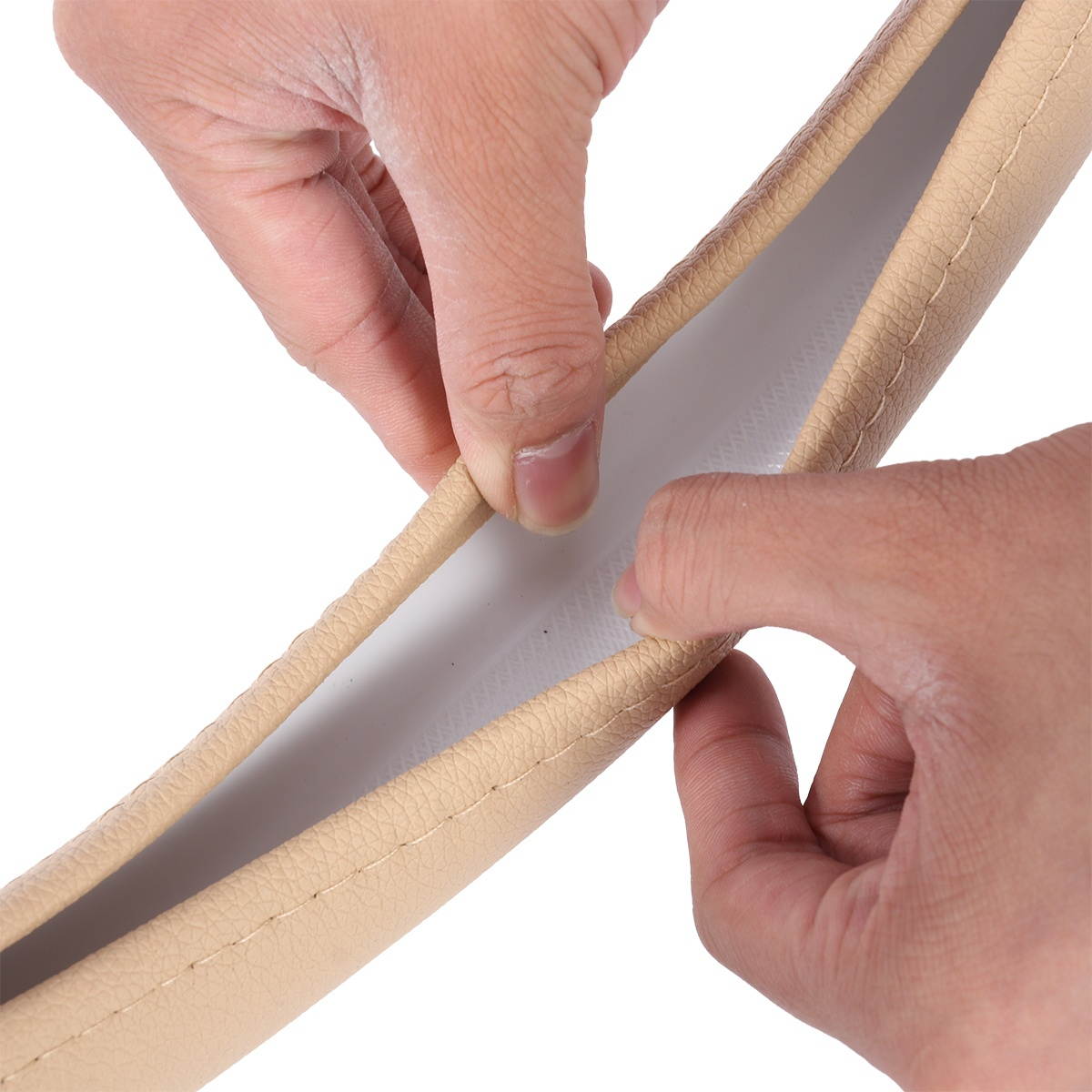 38cm Universal Car Leather Steering Wheel Breathable Anti-slip Cover Wheel Sleeve Protector(Black and Red)