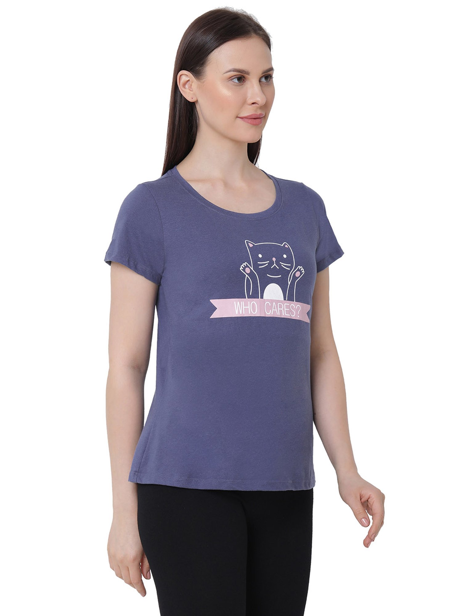 Soie  Blue Printed T-Shirt