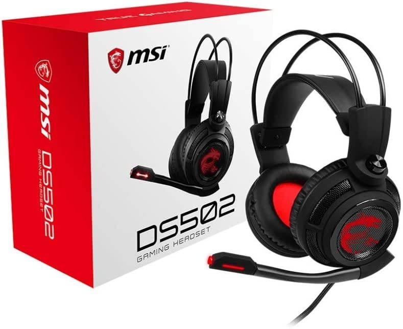 MSI Gaming Headset with Microphone, Enhanced Virtual 7.1 Surround Sound, Intelligent Vibration System (DS 502)