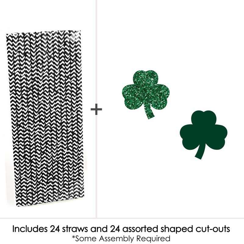 Big Dot of Happiness St. Patrick's Day Paper Straw Decor - Saint Patty's Day Party Striped Decorative Straws - Set of 24