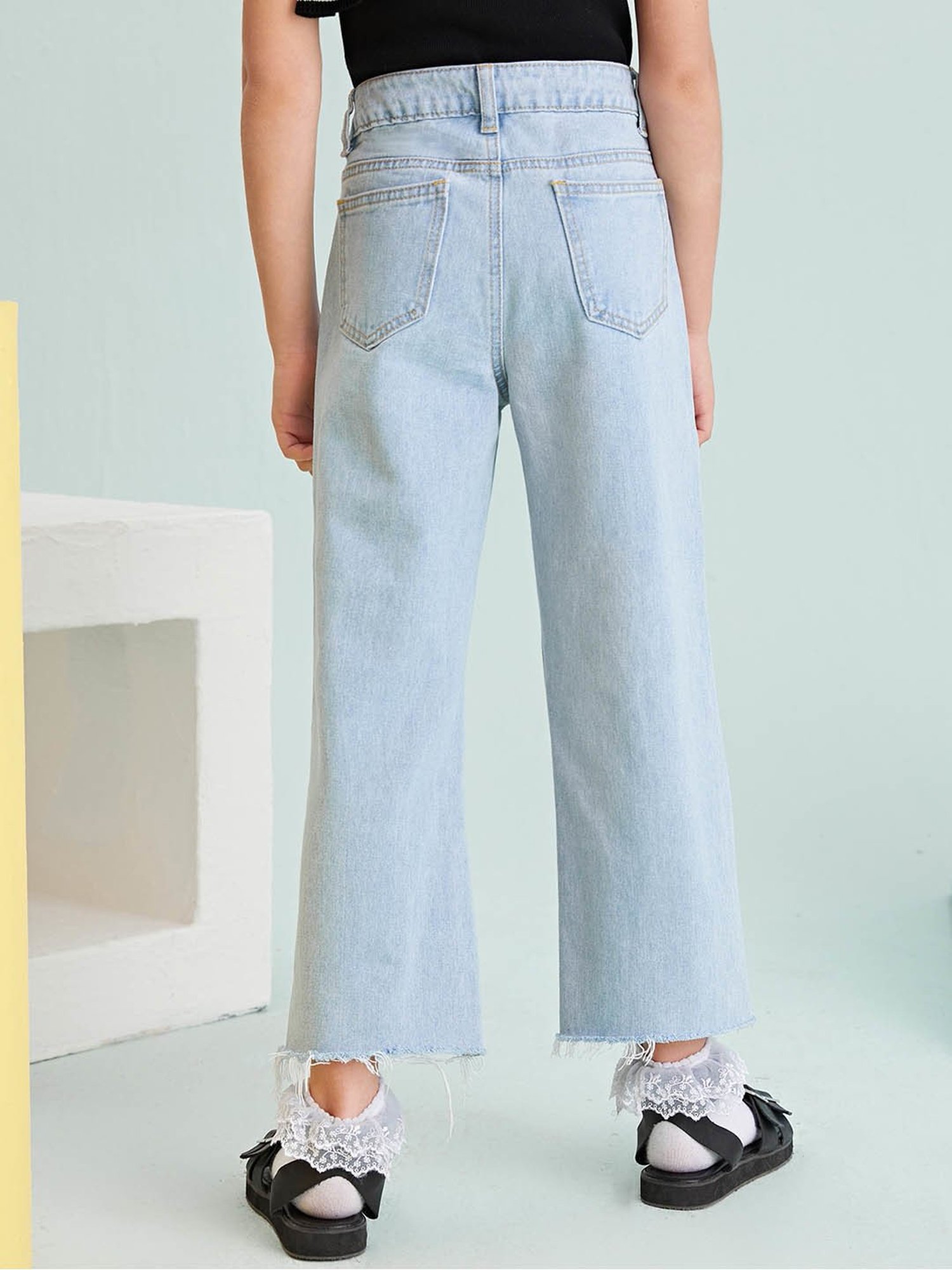 Kotty Girls Blue Solid Jeans