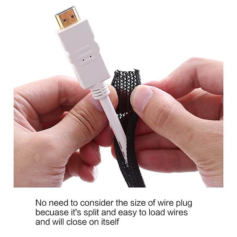 10ft 14 inch Cord Protector Wire Loom Tubing Cable Sleeve Split Sleeving For USB Charger Cable Power Cord Audio Video Cable Protect Cat From Chewing Cords Black