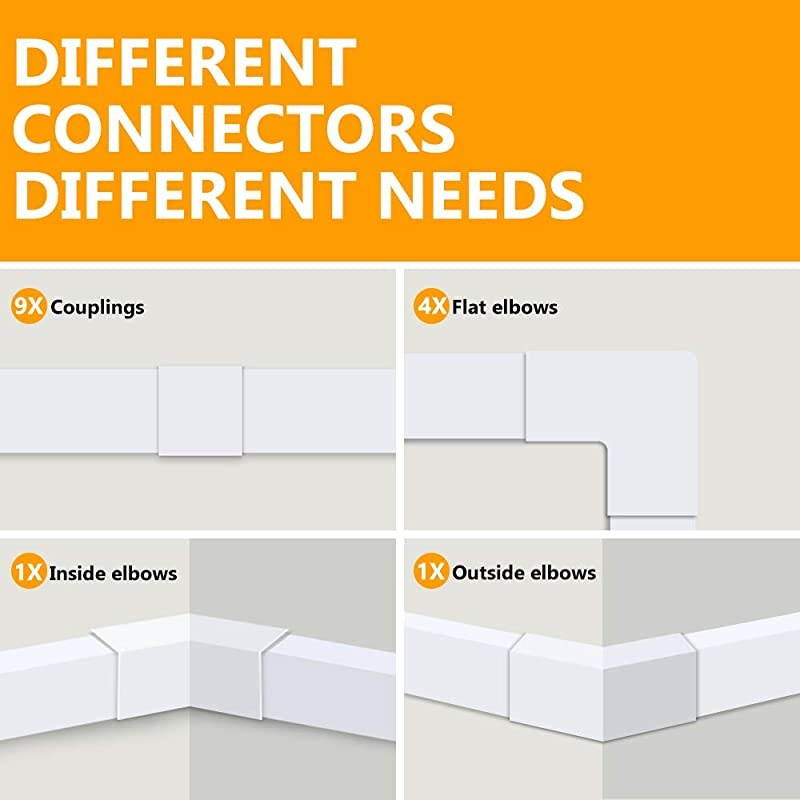 Cable Concealer 157in Cord Cover PVC Wire Molding Paintable Wire Channel to Hide a Single Power Cord Speaker Wire or TV Cables in Home or Office 10X L157in W059in H04in