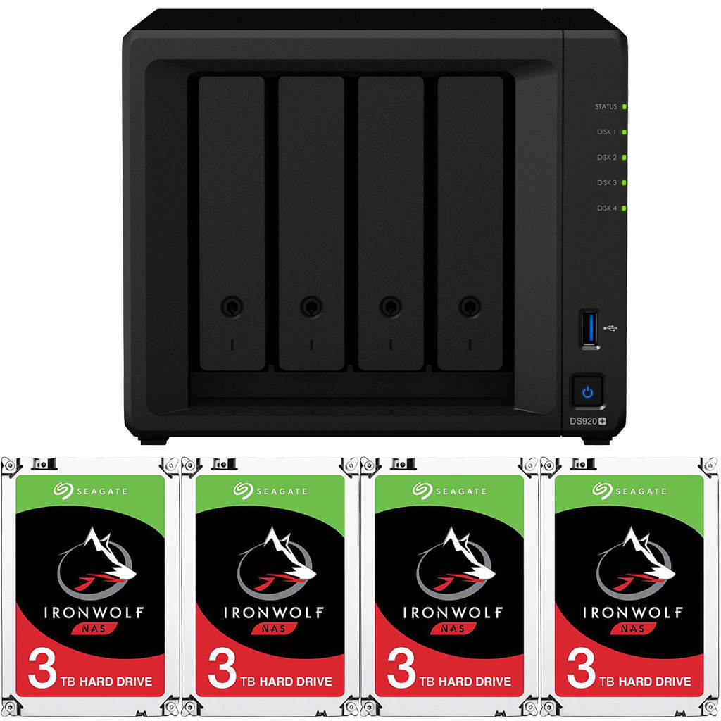 Synology DS920+ DiskStation with 8GB RAM and 16TB (4 x 4TB) of Seagate Ironwolf NAS Drives Fully Assembled and Tested By CustomTechSales