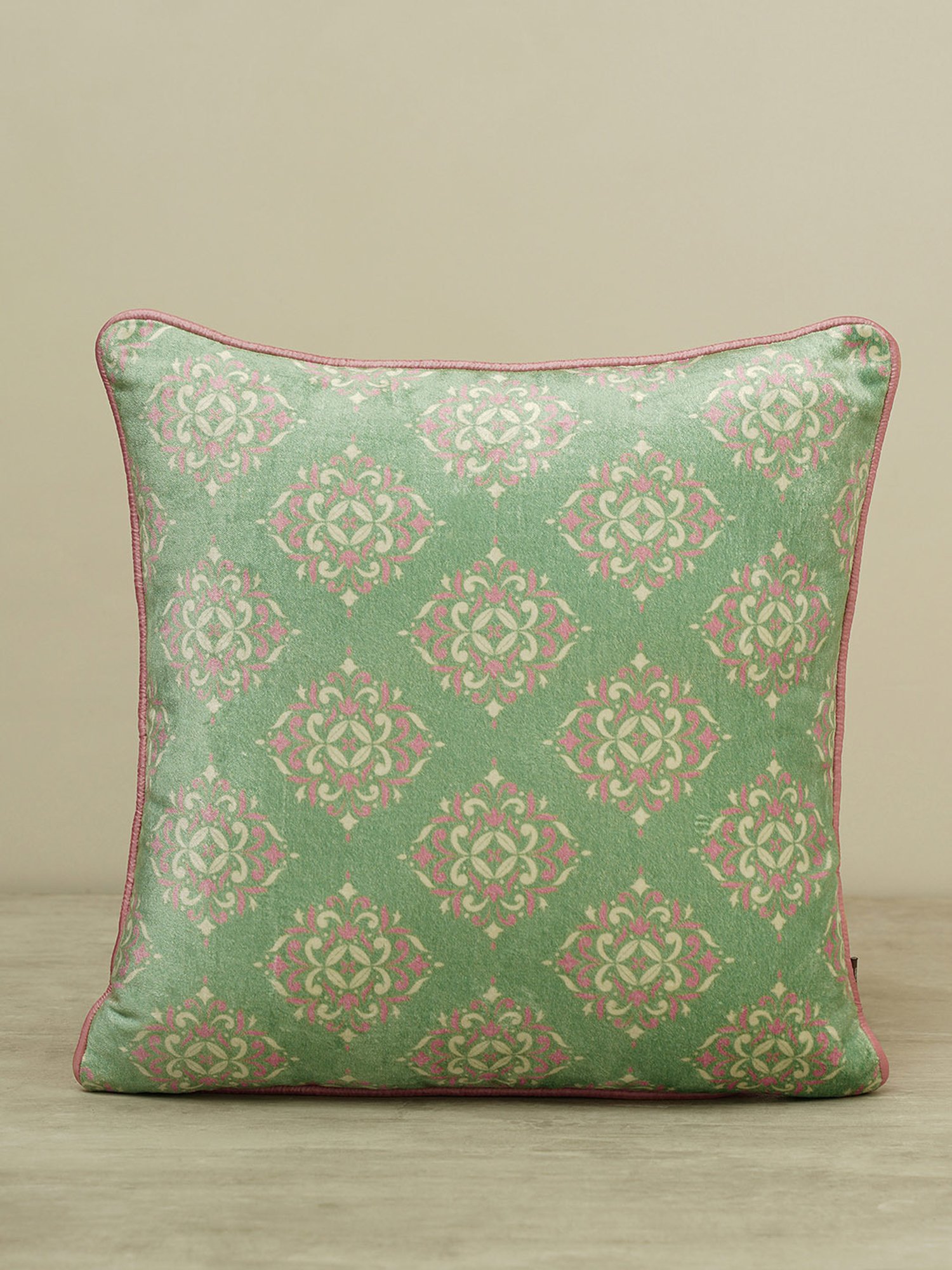 Pure Home and Living Green Velvet Printed Cushion Covers