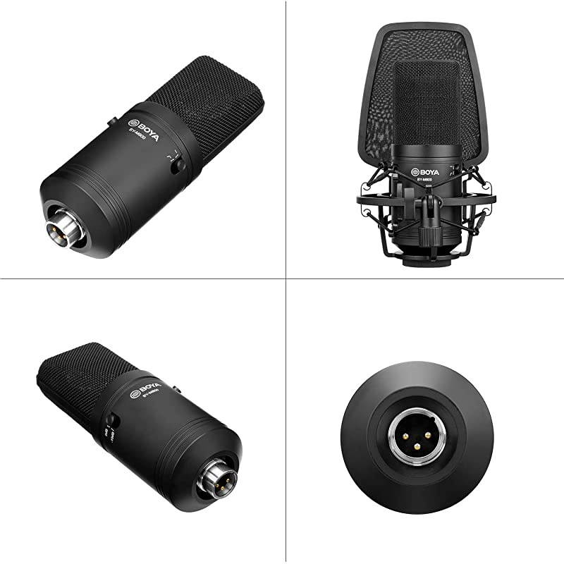 Large Diaphragm Cardioid Condenser Microphone Studio Sound Recording Microphone for Vocal Recording Singer Podcaster Home Audio YouTube Video
