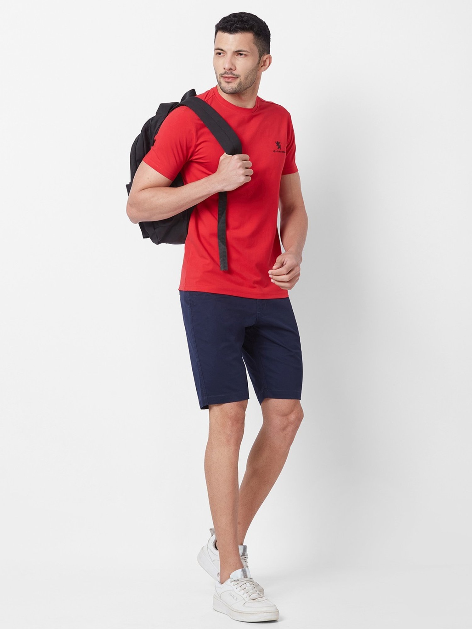 Giordano Red Cotton Slim Fit T-Shirt