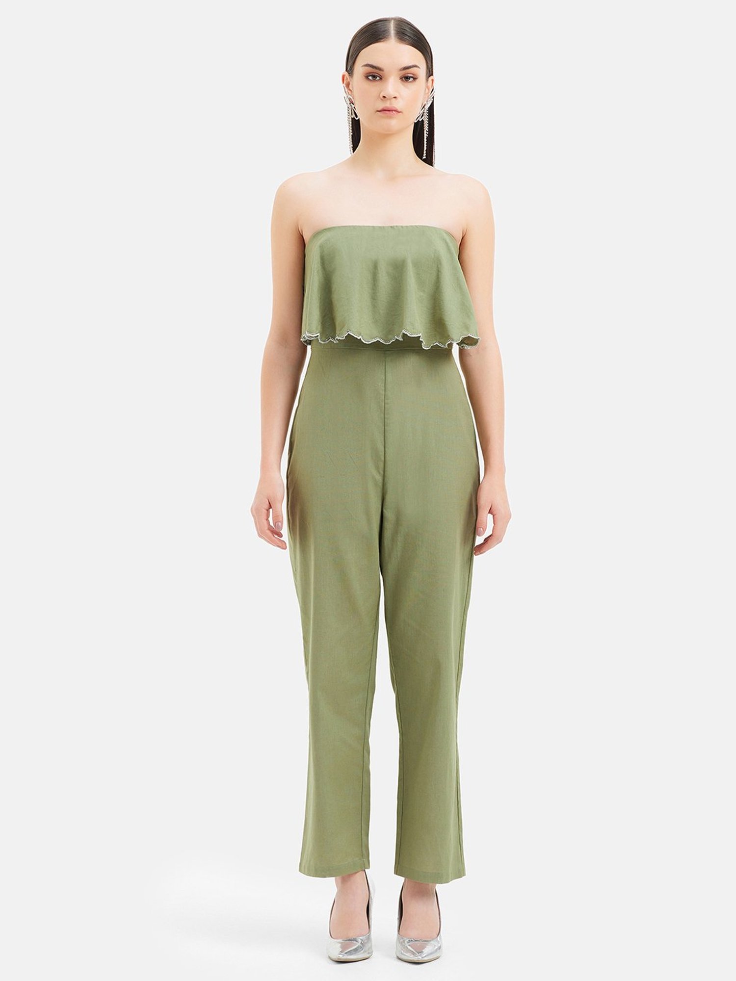 Kazo Olive Linen Maxi Jumpsuit