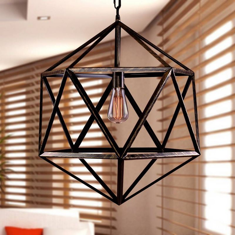 24" x 21" 13" Diamond Cage 1 Light Lamp Brown - Warehouse of Tiffany