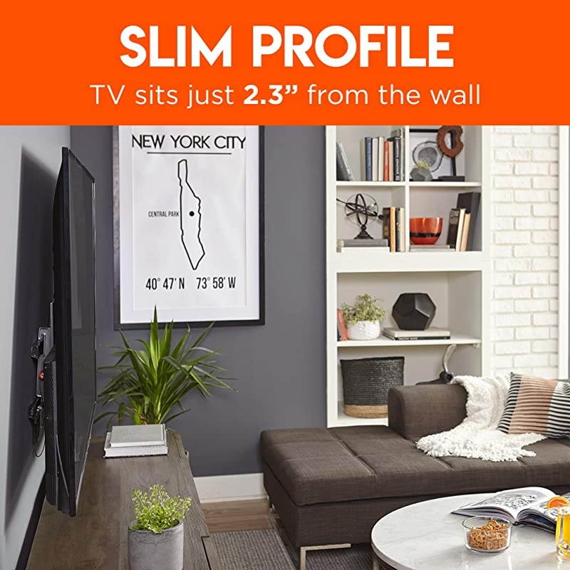 Tilting TV Wall Mount with Low Profile Design for 40 82 TVs Eliminate Glare with 10&ordm; of Smooth Tilt Slides to Center Between Studs Can Be Leveled After Install 2019 Upgrade